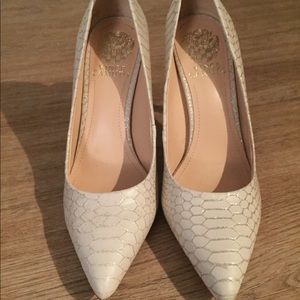 Creme Sparkly Snakeskin Vince Camuto Heels
